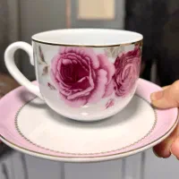 فنجان نعلبکی چینی زرین رز فلاور