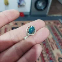 پلاک نقره با سنگ اوپال اصل اتشین|جواهرات|دزفول, |دیوار