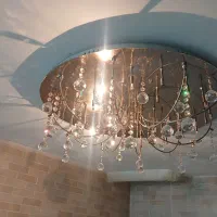 لوستر  آینه ای با گوی کریستالی قدیمی