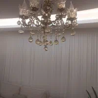 لوستر برنجی  دو عددو بوفه چوبی|لوستر و چراغ آویز|خرمدره, |دیوار