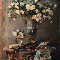 گل و گلدان نخ و نقشه