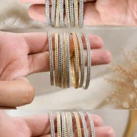 النگو نقره ای طلایی رنگ ثابت