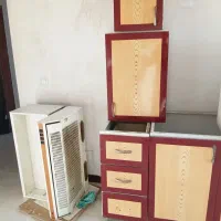 کابینت فلزی همراه هود|آب‌چکان و نظم‌دهنده ظروف|بروجرد, |دیوار