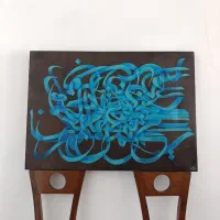 تابلو بوم نقاشی خط اکریلیک کالیگرافی آبی