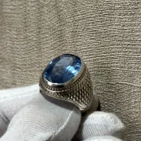 انگشتر نقره توپاز آبی