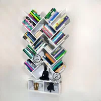 کتابخانه و قفسه کتاب مدل درختی ۸ سفید