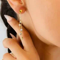 گوشواره طلا میخی بخیه آویزی
