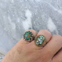 دو عدد انگشتر نقره فیروزه درجه یک  نیشابور