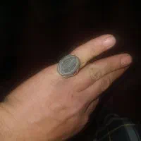 انگشتر نقره 27گر قدیمی 4 مهره با سنگ آنتیک سبز رنگ