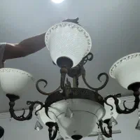 لوستر ۵ شاخه فانتزی فلزی کریستال