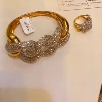 ست دستبند انگشتر طلا تکدست تکپوش شیک نو بدون اجرت