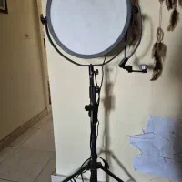 چراغ LED استودیویی دایره‌ای + پایه و هولدر موبایل