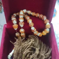 تسبیح آج فیل آغشته به کهربا کلکسیونی