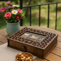 گیفت سازمانی جعبه چوبی آجیل لوکس باکس