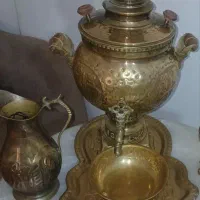 سماور برنجی با ست ۵تیکه ..قیمت۳و۹۰۰