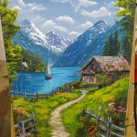 تابلو نقاشی رنگ روغن طبیعت