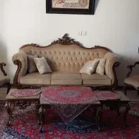 مبل استیل 9 نفره در حد نو با جلو مبلی و دو میزعسلی|مبلمان خانگی و میز عسلی|اصفهان, پارک مشتاق|دیوار
