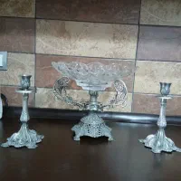 میوه خوری ودوعدد شمع دان سیلور