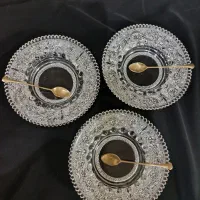 ظروف گلسرخی وعسل خوری کریستال