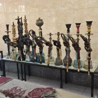 15عدد قلیان قهوه خانه ای با شیلنگ چرمی اصل|کلکسیون اشیاء عتیقه|خوی, |دیوار