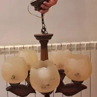 یک جفت لوستر چوبی ۵ شعله