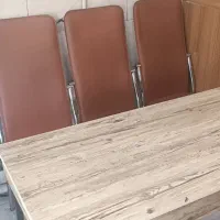 ست میز صندلی  فلزی  چرم ام دی اف