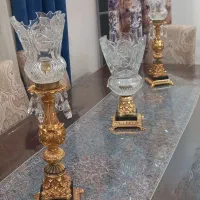 سه عدد شمعدان کریستال خورشیدی  اکازیون درحد نو|لوستر و چراغ آویز|کلاچای, |دیوار