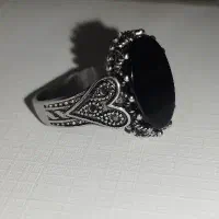 انگشتر رنگ ثابت اصل سنگ عقیق سیاه