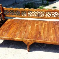تخت سنتی چوبی مبل و مبلمان گره چینی باغی ویلایی|مبلمان خانگی و میز عسلی|رشت, لاکان|دیوار