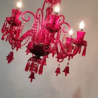 لوستر کریستالی قرمز شاخه عصایی بلند|لوستر و چراغ آویز|تهران, بهارستان|دیوار