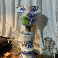 چراغ نفتی قلم آبی ناصری (قاجاری) آنتیک و بزرگ|کلکسیون اشیاء عتیقه|تهران, استاد معین|دیوار