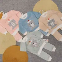 بلوز شلوار مخمل خرس سیسمونی پوشاک کسری