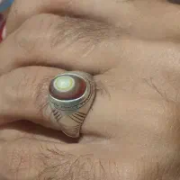انگشتر باباقوری ناب وعقیق مون استون