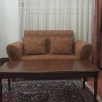 مبل دو نفره تک همراه میز چوبی|مبلمان خانگی و میز عسلی|بهشهر, |دیوار