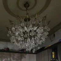 لوستر ۱۶ شاخه برنز طلایی الماس شده