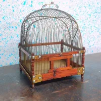 قفس دست بافت برنجی وفنری کارها کهن آنتیک