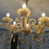 یک جفت لوستر کریستالی سالم و روشن|لوستر و چراغ آویز|کهریزک, |دیوار