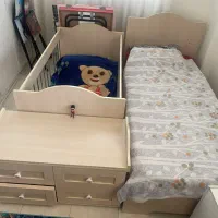 تخت خواب دوتیکه کودک و نوجوان و کمد دو تیکه