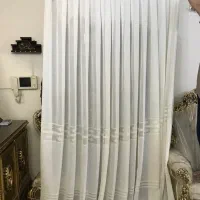 پرده کتان سفید شیری خارجی آماده نصب