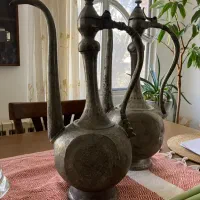 دو عدد آفتابه مسی قلمکار قدیمی