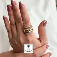 انگشتر رینگی پهن نگین دار ژوپینگ