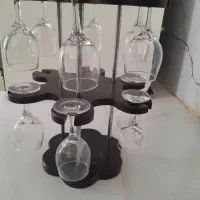 ست جام دکوری شیشه‌ای با استند