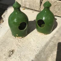 ظرف آب و دون پرنده سفالی