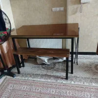 میز ناهارخوری ۴ نفره صنعتی با ۲ نیمکت پایه|میز و صندلی غذاخوری|تهران, خانی آباد نو شمالی|دیوار