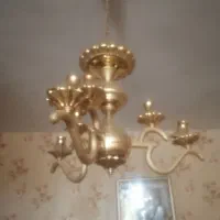 یک جفت لوستر تمیز رنگ زرد 6شاخه