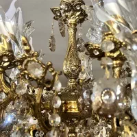 ۲عدد لوستر برنجی اصل با آویز کریستال ۵ شاخه ۱۰شعله|لوستر و چراغ آویز|تهران, جنتآباد مرکزی|دیوار