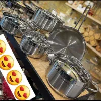 سرویس قابلمه 9 پارچه استیل کرکماز کف چدن اصل|ظروف پخت‌وپز|بروجرد, |دیوار