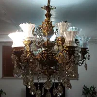 ۲ جفت لوستر برنزی|لوستر و چراغ آویز|تبریز, |دیوار