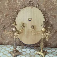 آینه و شمعدان برنز