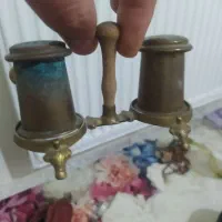جای نمک و فلفل برنجی دسته چوبی برنجی